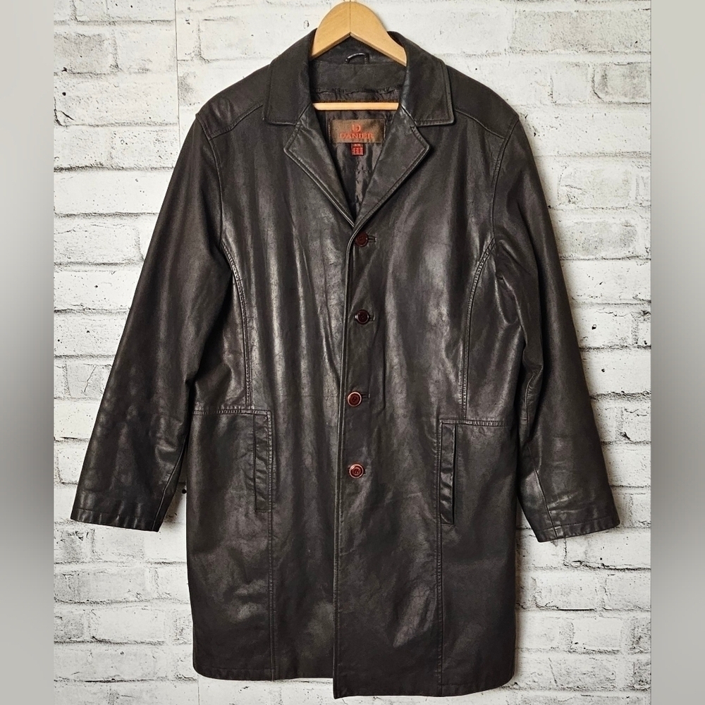 Danier Men’s Brown Leather Jacket Removable Liner Mid Length Coat M